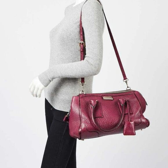 Burberry Purple Heritage Grain Leather Small Gladstone Bag - Picture 12 of 12